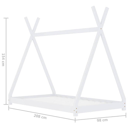 Kids White Solid Pine Wood Bed Frame 90x200 cm