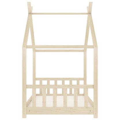 Solid Pine Wood Kids Bed Frame - 70x140 cm, Natural Finish