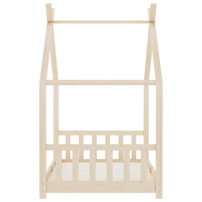 Solid Pine Wood Kids Bed Frame 90x200 cm - Natural Finish