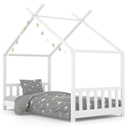 White Solid Pine Wood Kids Bed Frame 80x160 cm - Durable & Stylish