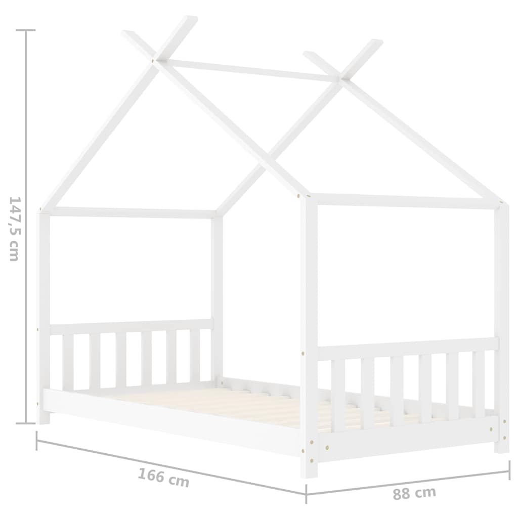 White Solid Pine Wood Kids Bed Frame 80x160 cm - Durable & Stylish