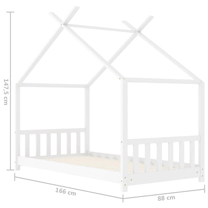White Solid Pine Wood Kids Bed Frame 80x160 cm - Durable & Stylish