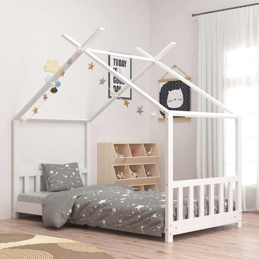 White Solid Pine Wood Kids Bed Frame 80x160 cm - Durable & Stylish