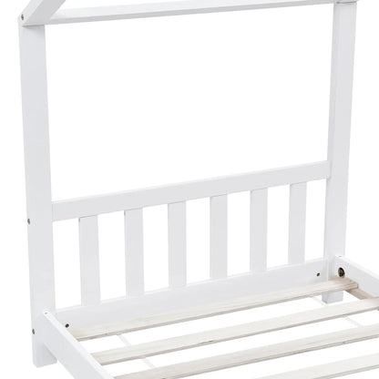 White Solid Pine Wood Kids Bed Frame - 90x200 cm Sturdy Design
