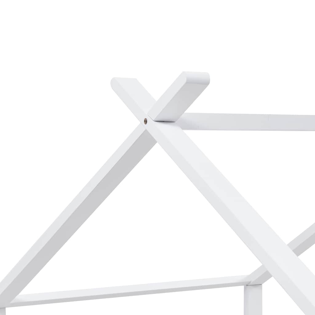 White Solid Pine Wood Kids Bed Frame - 90x200 cm Sturdy Design