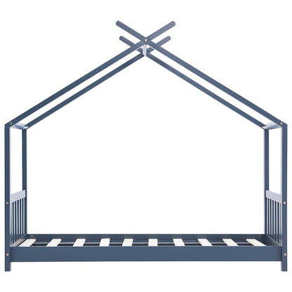 Kids Solid Pine Wood Bed Frame - Grey, 70x140 cm