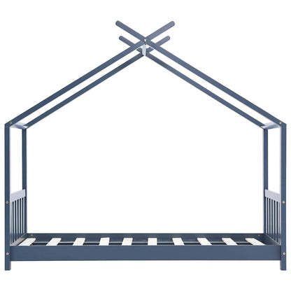Grey Solid Pine Wood Kids Bed Frame - 80x160 cm Sturdy & Stylish