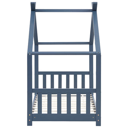 Grey Solid Pine Wood Kids Bed Frame - 80x160 cm Sturdy & Stylish