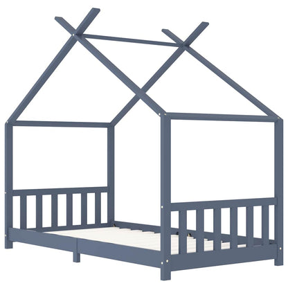 Solid Pine Kids Bed Frame - Grey, 90x200 cm
