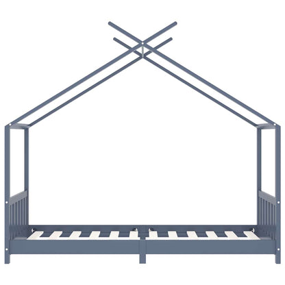 Solid Pine Kids Bed Frame - Grey, 90x200 cm