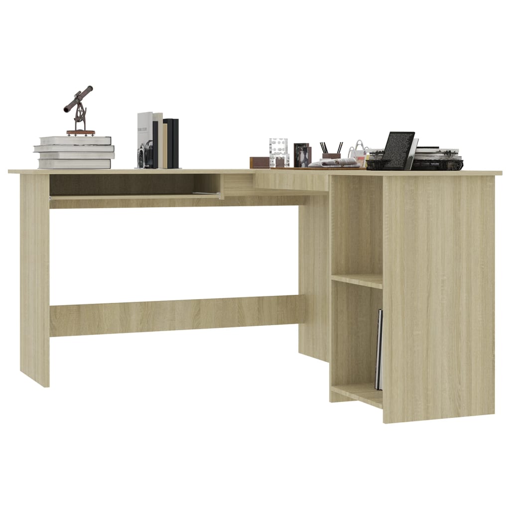 L-Shaped Corner Desk, Sonoma Oak, 120x140x75 cm, Engineered Wood