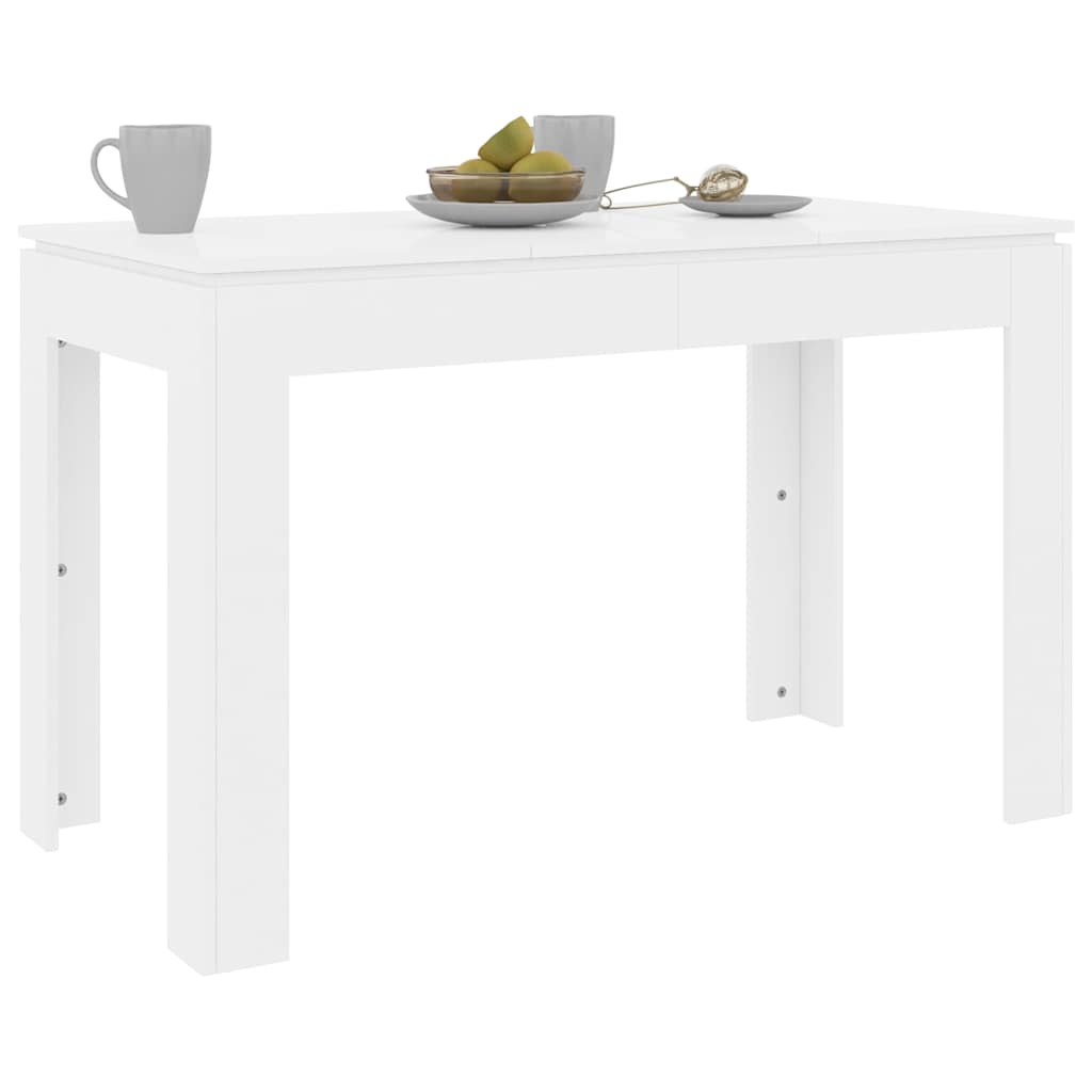 White High Gloss Dining Table 120x60x76 cm - Engineered Wood