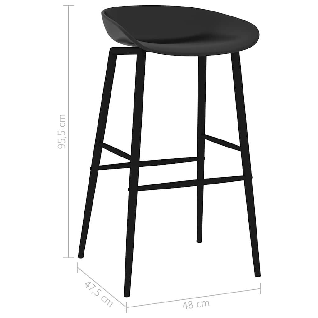 Sleek Black Bar Chairs Set of 2 - Modern & Stylish Seating