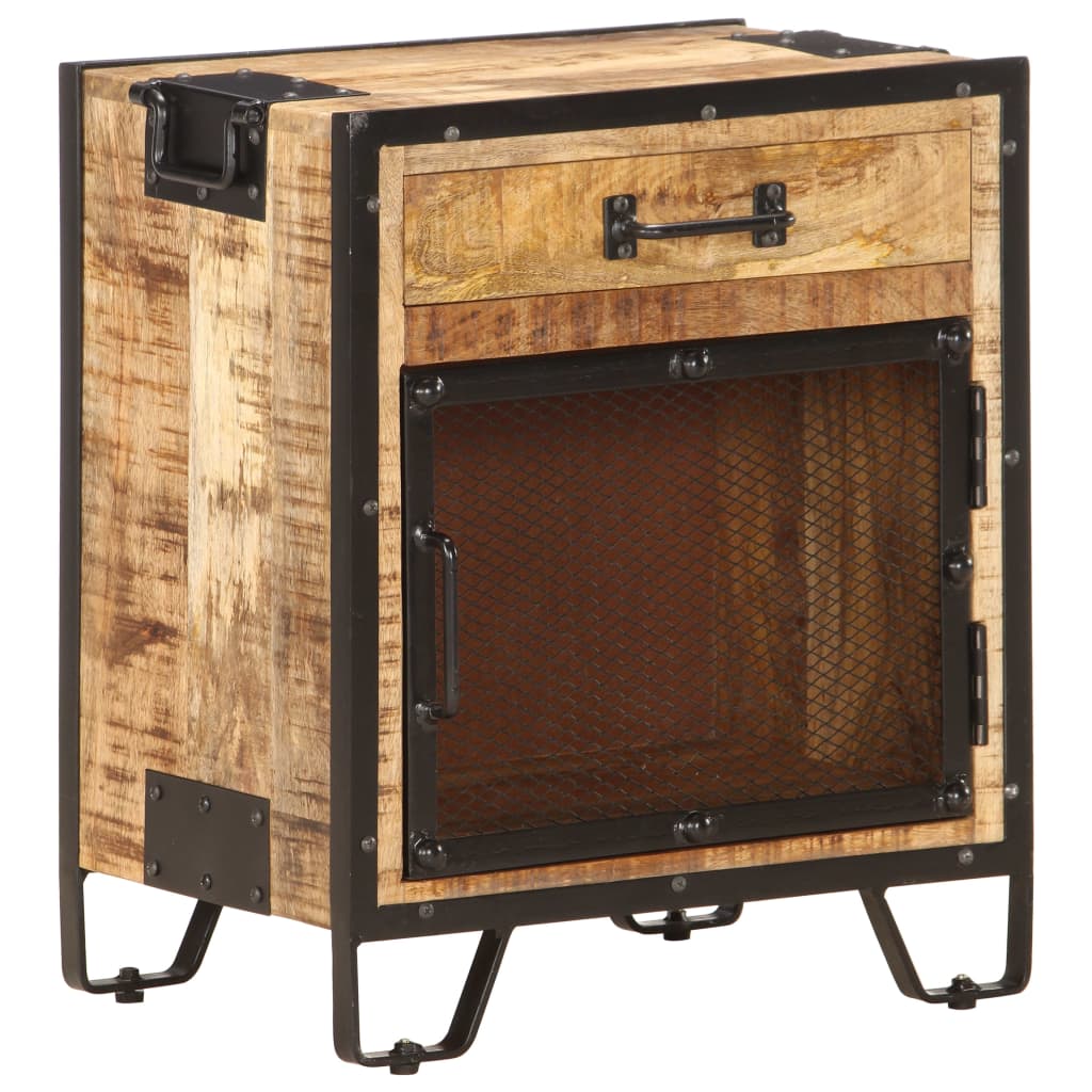 Solid Mango Wood Bedside Cabinet 43x30x51 cm - Rustic Charm