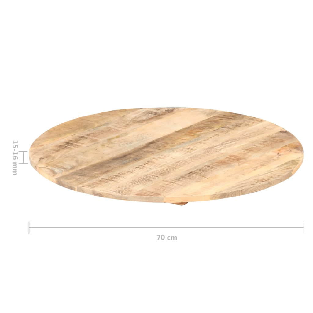 Solid Mango Wood Round Tabletop, 80 cm, Natural Finish