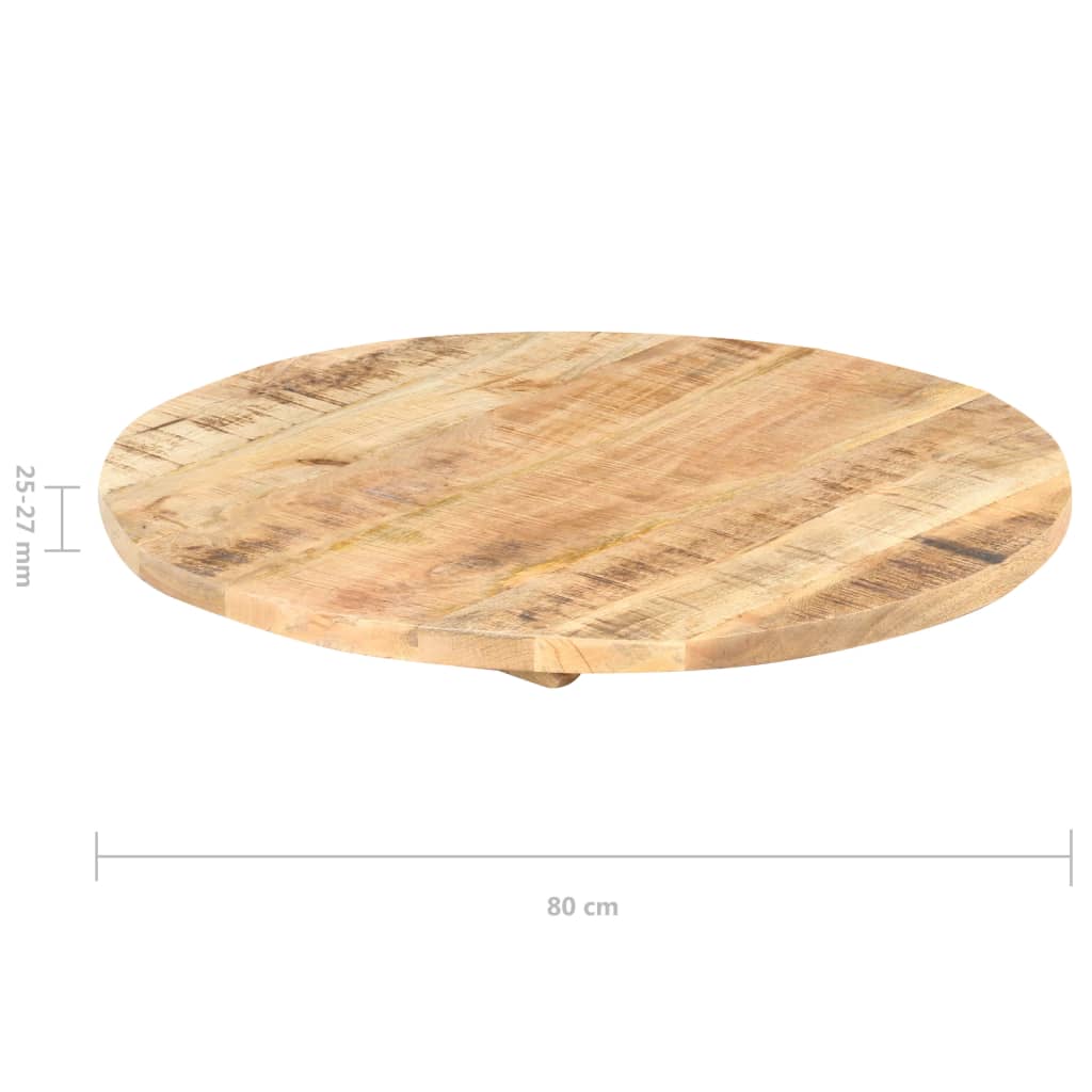 Durable Solid Mango Wood Round Table Top, 80 cm - Natural Finish