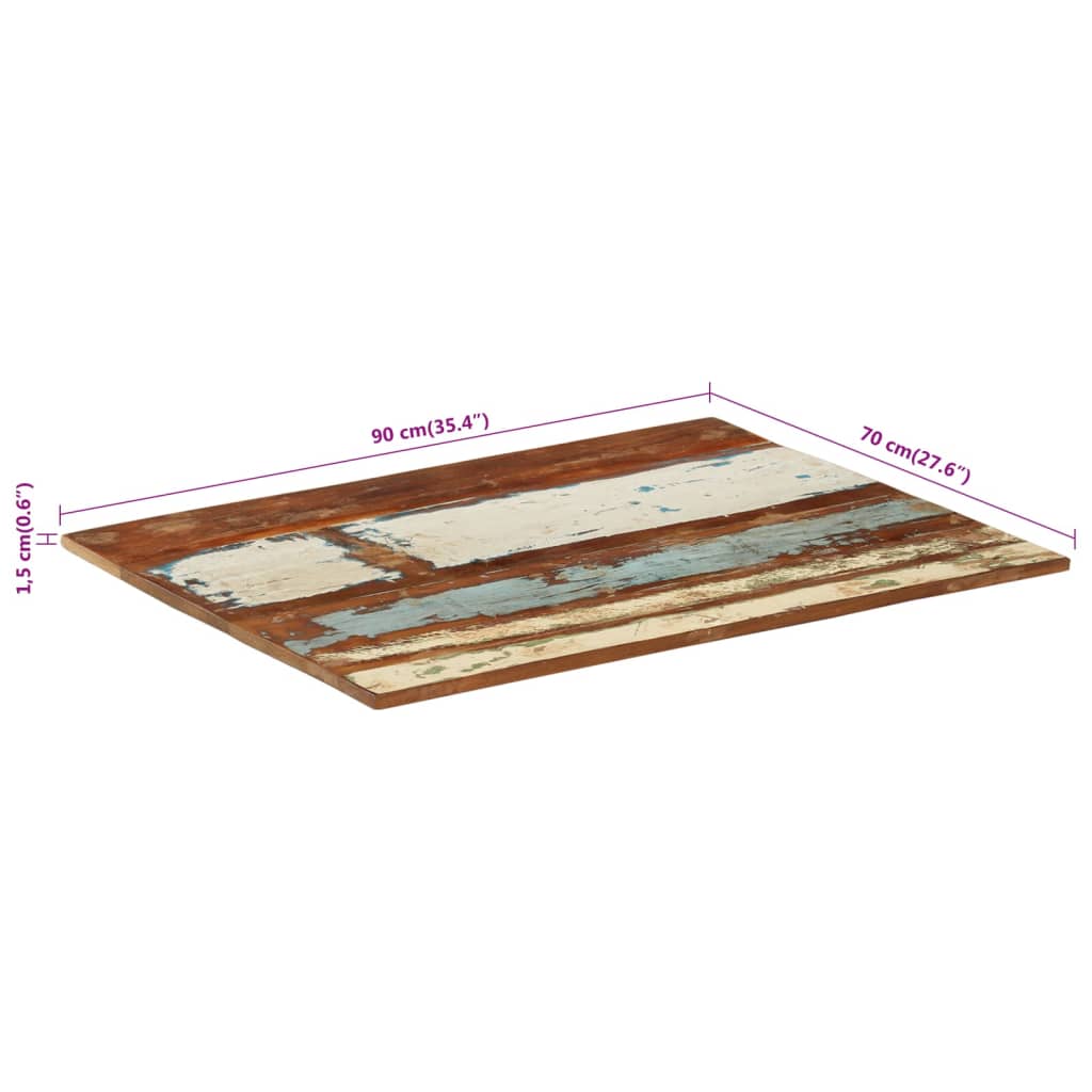 Solid Reclaimed Wood Table Top 70x90 cm - Eco-Friendly Design