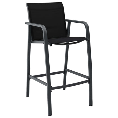 Sleek Black Textilene Garden Bar Chairs, Set of 2 – Stylish & Durable