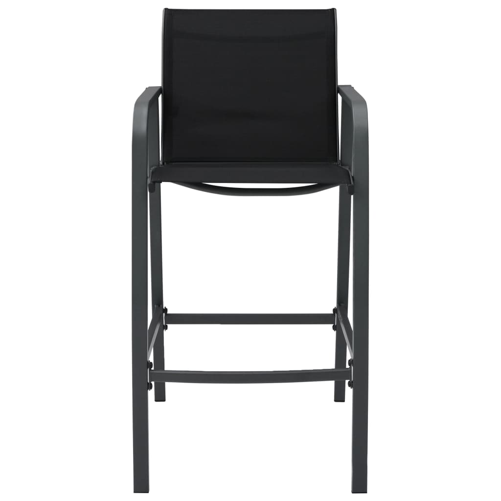 Sleek Black Textilene Garden Bar Chairs, Set of 2 – Stylish & Durable