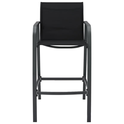 Sleek Black Textilene Garden Bar Chairs, Set of 2 – Stylish & Durable