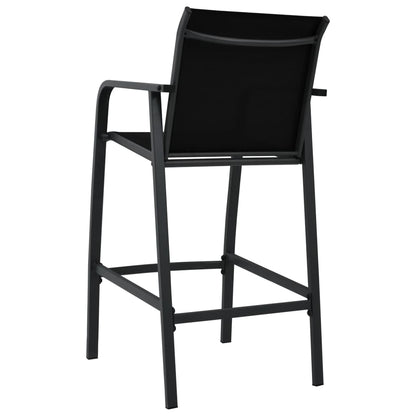 Sleek Black Textilene Garden Bar Chairs, Set of 2 – Stylish & Durable