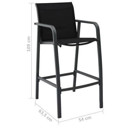Sleek Black Textilene Garden Bar Chairs, Set of 2 – Stylish & Durable