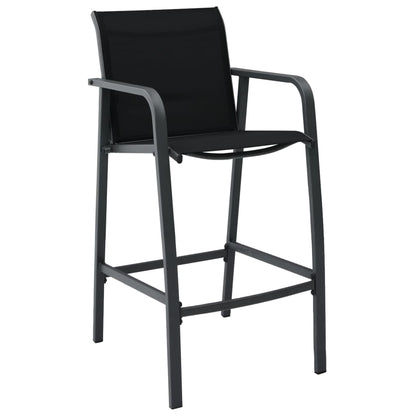 Sleek Black Textilene Garden Bar Chairs - Set of 4