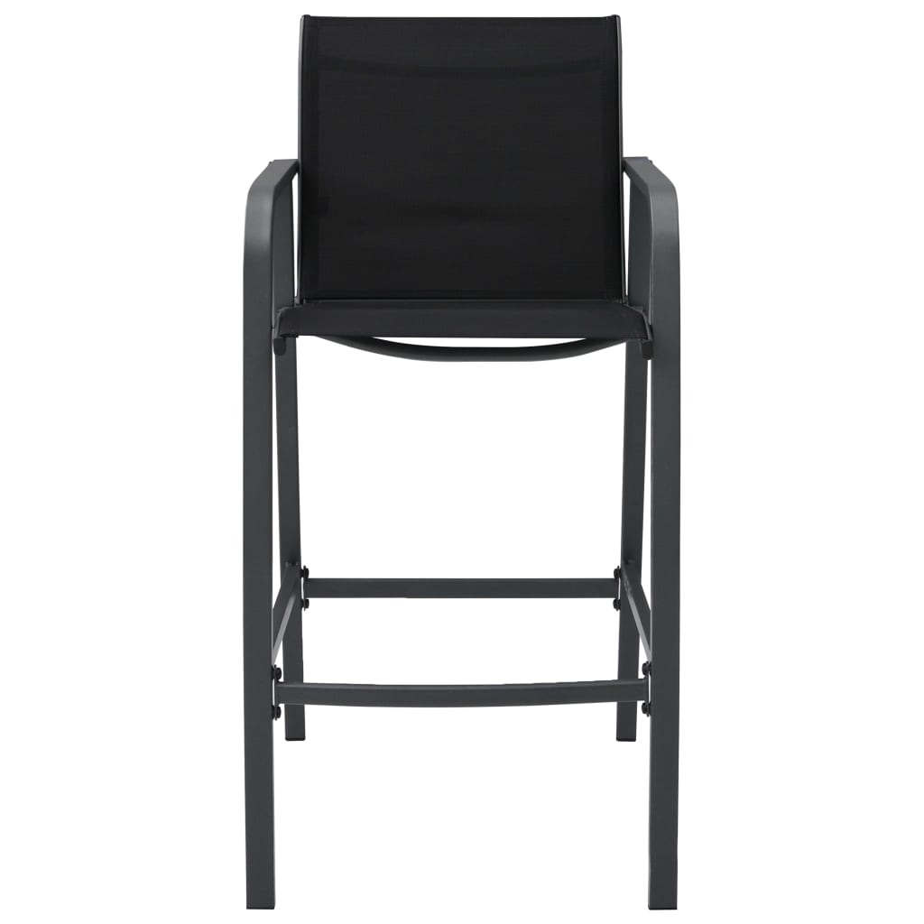 Sleek Black Textilene Garden Bar Chairs - Set of 4