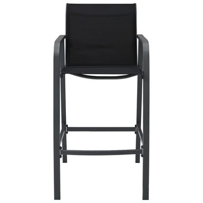 Sleek Black Textilene Garden Bar Chairs - Set of 4