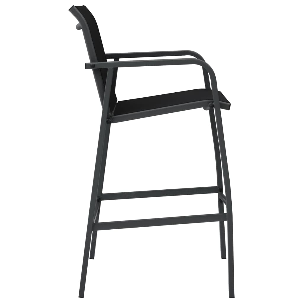Sleek Black Textilene Garden Bar Chairs - Set of 4