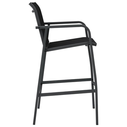 Sleek Black Textilene Garden Bar Chairs - Set of 4