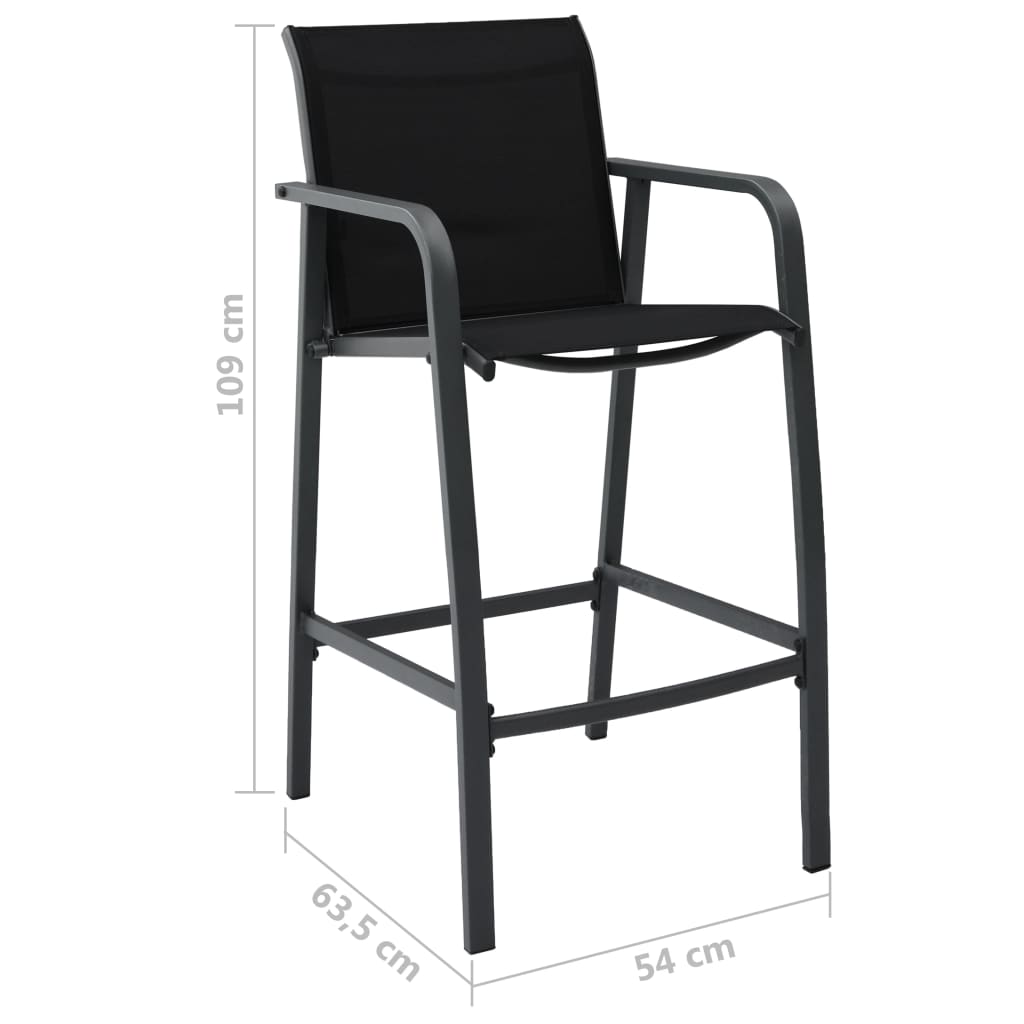Sleek Black Textilene Garden Bar Chairs - Set of 4