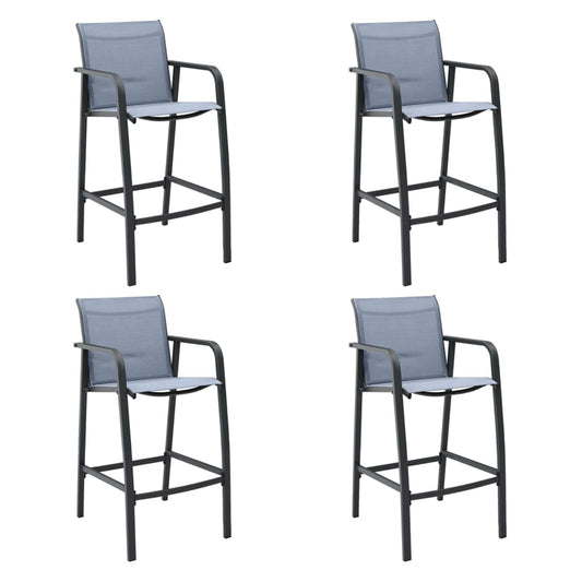 4 Grey Textilene Garden Bar Chairs - Stylish & Durable Seating