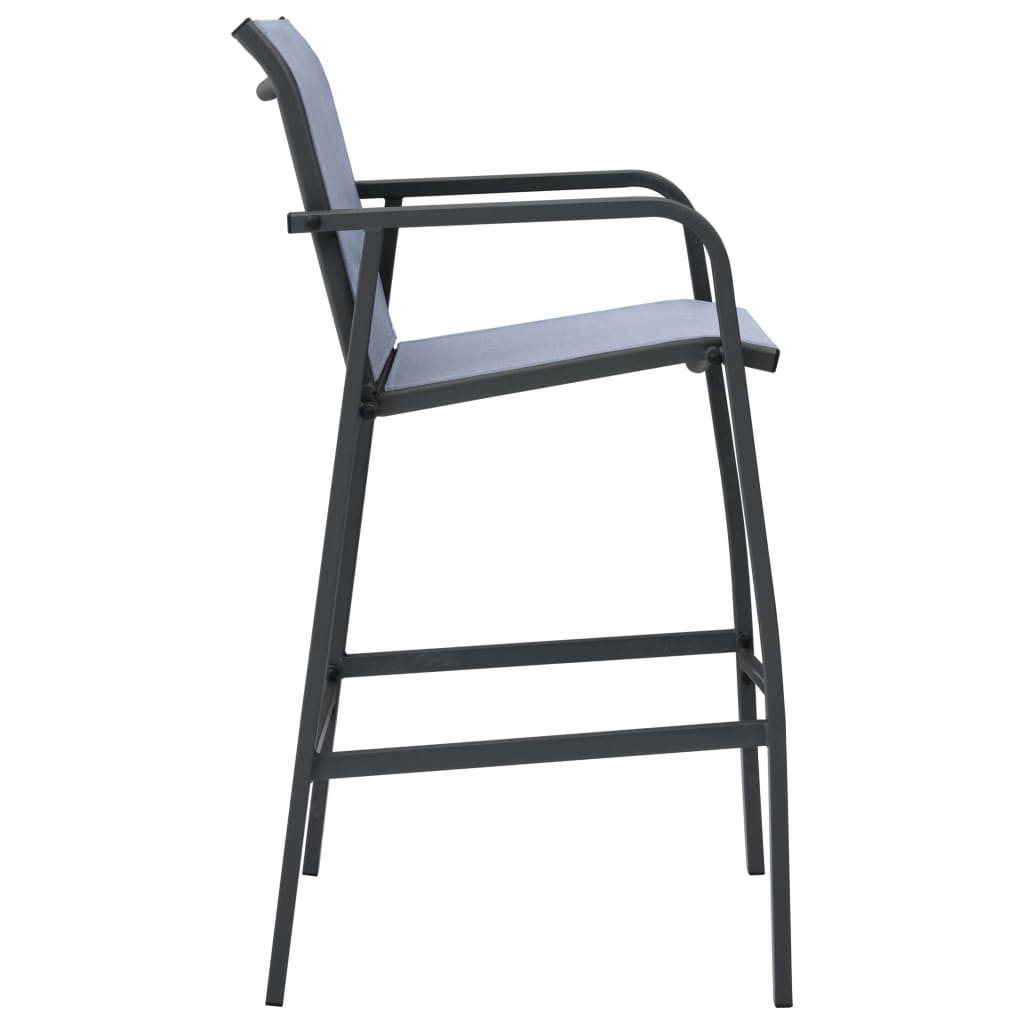 4 Grey Textilene Garden Bar Chairs - Stylish & Durable Seating