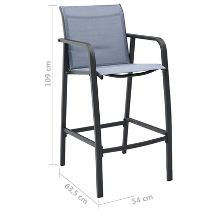 4 Grey Textilene Garden Bar Chairs - Stylish & Durable Seating