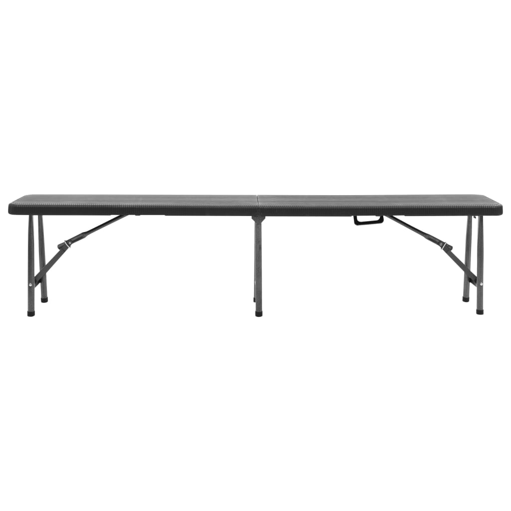 Black HDPE Folding Garden Benches Set - 2 pcs, 180 cm