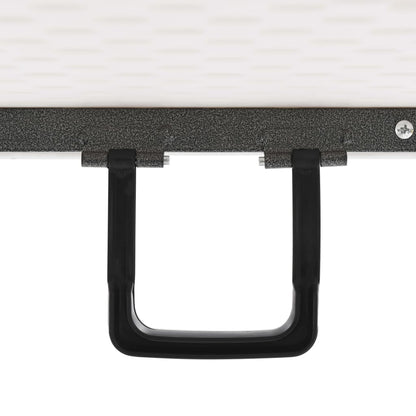 Folding Garden Table with 2 Benches 180 cm Steel and HDPE White