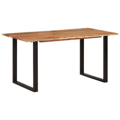 Solid Acacia Wood Dining Table, 154x80x76 cm, Natural Finish