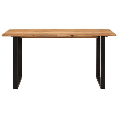 Solid Acacia Wood Dining Table, 154x80x76 cm, Natural Finish
