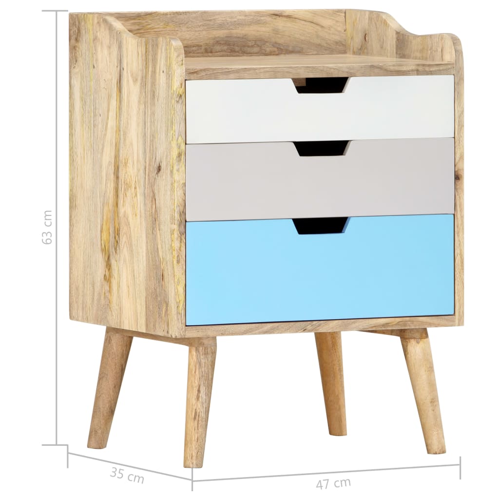 Solid Mango Wood Bedside Cabinet 47x35x63 cm - Natural Finish