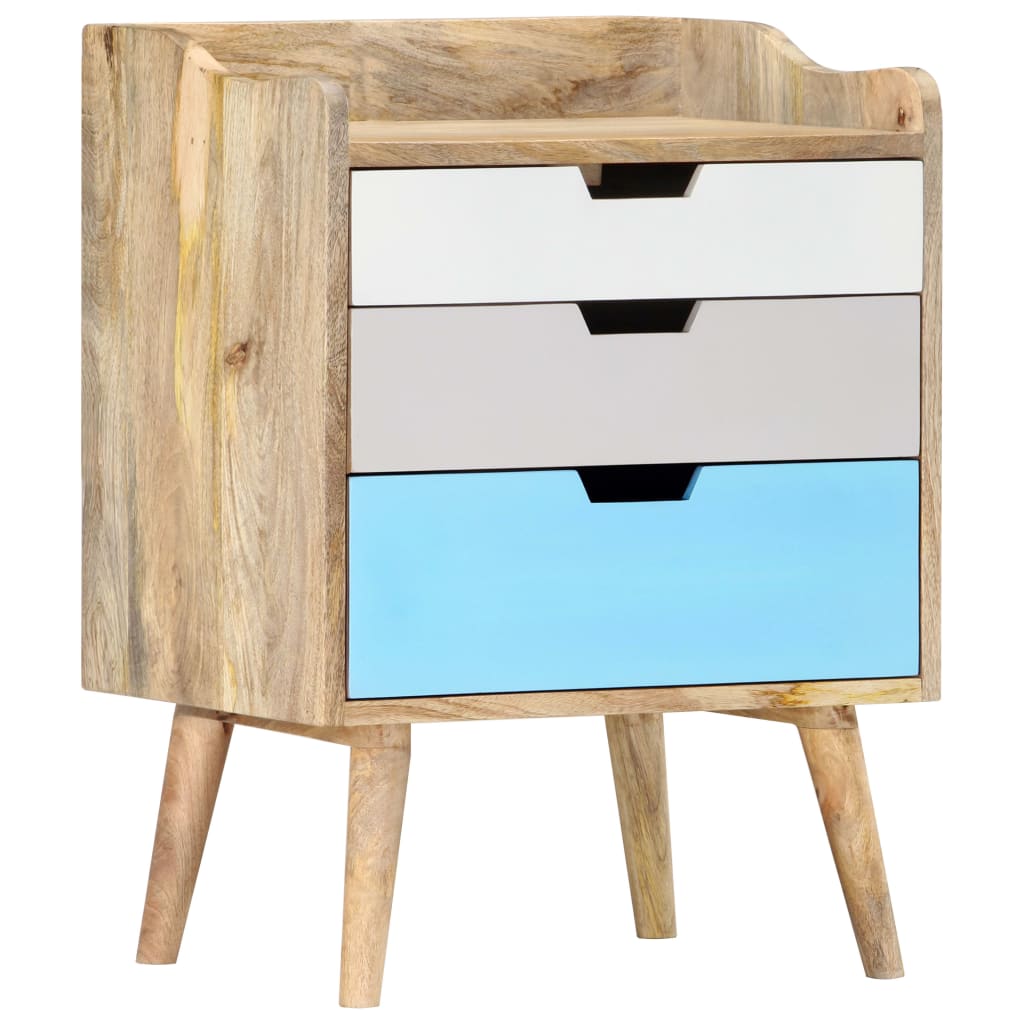 Solid Mango Wood Bedside Cabinet 47x35x63 cm - Natural Finish