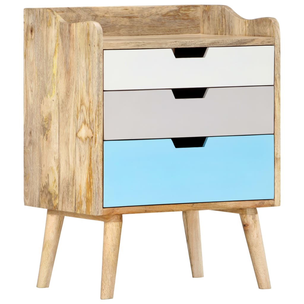 Solid Mango Wood Bedside Cabinet 47x35x63 cm - Natural Finish