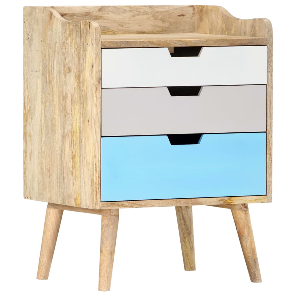 Solid Mango Wood Bedside Cabinet 47x35x63 cm - Natural Finish