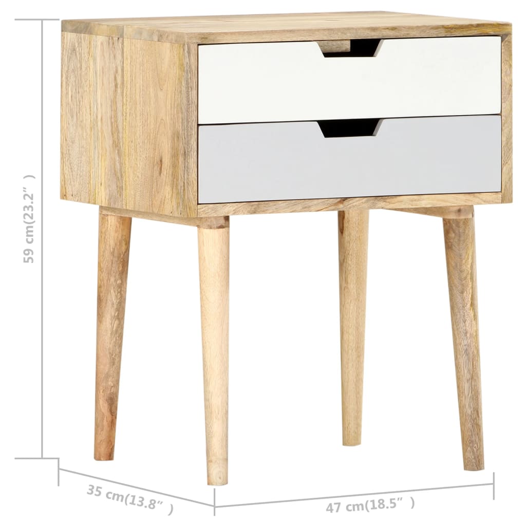 Solid Mango Wood Bedside Cabinet 47x35x59 cm - Rustic Charm