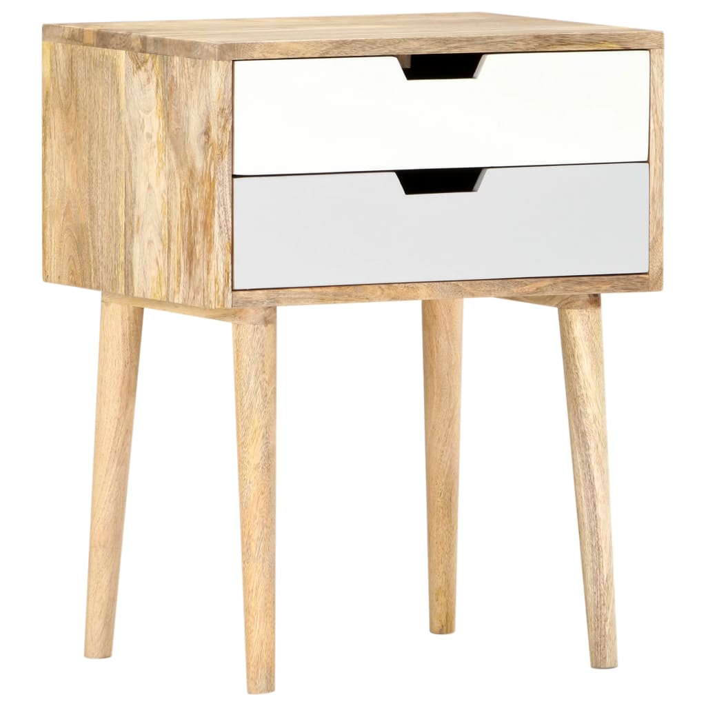 Solid Mango Wood Bedside Cabinet 47x35x59 cm - Rustic Charm