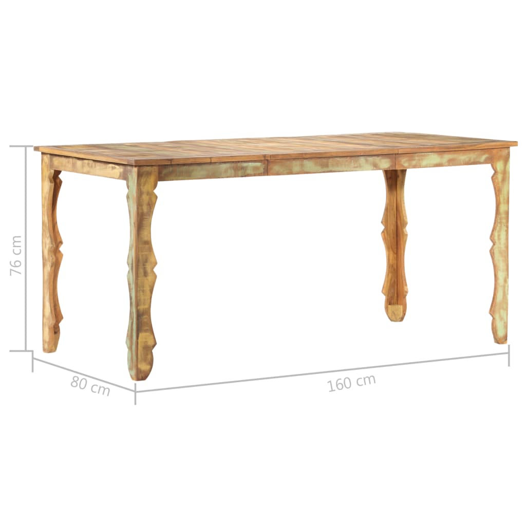 Solid Reclaimed Wood Dining Table 160x80x76cm – Eco-Friendly Design