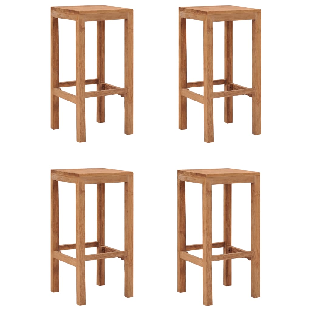 4-Piece Bar Stools Set in Solid Teak Wood - Stylish & Durable