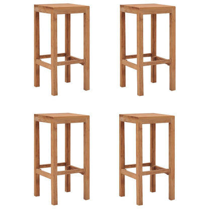 4-Piece Bar Stools Set in Solid Teak Wood - Stylish & Durable