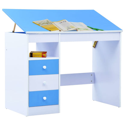 Tiltable Children's Drawing Desk - Blue & White Study Table