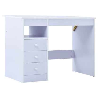 Tiltable Children's Drawing Desk - White Wood Study Table